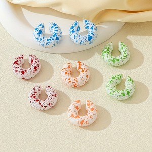Boucles d'oreilles tendance en acrylique, clips circulaires pour femmes, couleur macaron, fausses manchettes d'<span class=keywords><strong>oreille</strong></span> rondes sans <span class=keywords><strong>piercing</strong></span>, bijoux cadeaux - Product Image 1