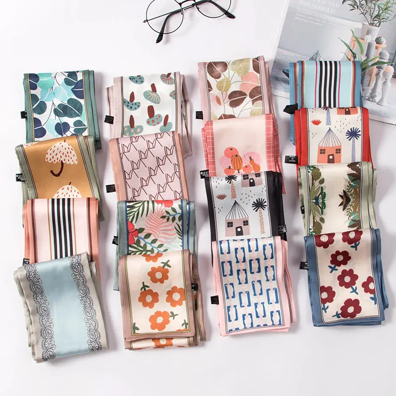 Großhandel Frauen benutzer definierte Design Seide Schals Handtasche Fleck Schal