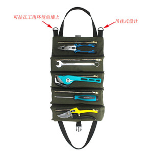 Handheld <b>Tool</b> Bag Canvas <b>Roll</b> Type 48x29cm Army Green Black Portable Storage For Electrician Toolkit - Product Image 2