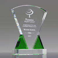 Trophée élégant en cristal en forme de pomme avec base noire pour les récompenses d'innovation et de technologie des entreprises