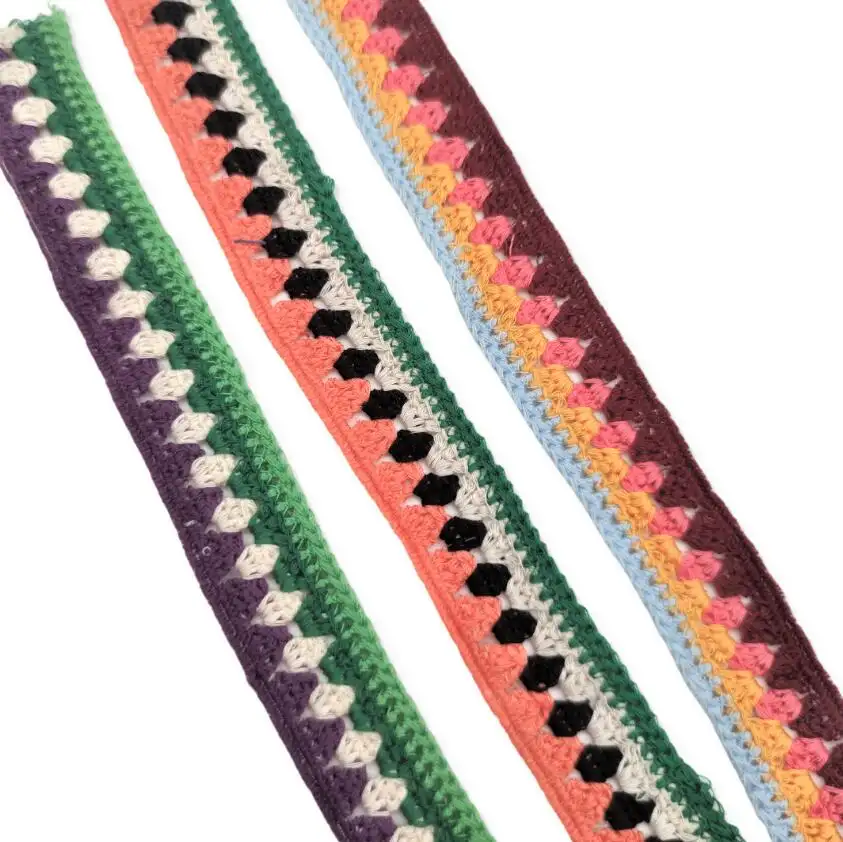 Nouveau design accessoires de coupe mélange couleur coton ficelle crochet dentelle ruban crochet coton dentelle garniture yard
