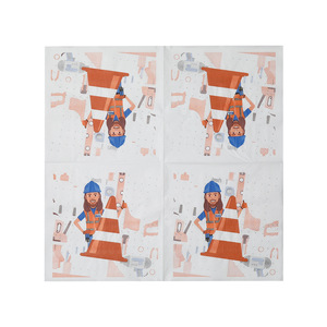 Printed Paper Napkins Construction Theme 330mm x 330mm For Anniversary Parties Restaurant Use - Product Image 3
