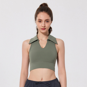 Aoyema Top <span class=keywords><strong>de</strong></span> Yoga sin costuras para <span class=keywords><strong>mujer</strong></span>, chaleco sin mangas con cuello en V, cárdigan, <span class=keywords><strong>blusa</strong></span>, Polo liso, camiseta sin mangas, traje <span class=keywords><strong>de</strong></span> LICRA sostenible para adultos - Product Image 5