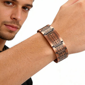 फैशनेबल जैव ऊर्जा तीन-पंक्ति चुंबकीय चिकित्सा समायोज्य यूनिसेक्स क्रॉस ब्रेसलेट के साथ काले जस्ता - Product Image 3