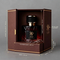 Boîte à double porte marron foncé personnalisable avec logo, conteneur rigide premium avec accent doré pour coffret de parfums de niche en gros