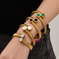Pulsera elástica apilable de hueso de serpiente con malaquita, ónix y conchas, brazaletes con números romanos para mujer, pulsera de acero inoxidable tipo correa de reloj
