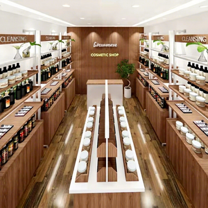 ตู้เครื่องสำอางไม้สไตล์โมเดิร์นพร้อมไฟ LED ปรับแต่งได้ของ Retron สำหรับร้านค้าปลีกเครื่องสำอาง - Product Image 1
