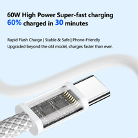 Cable de Carga y Datos USB C Trenzado de 60W, Cable de Nailon Tipo C PD para iPhone 16, 16 Pro, 15 Pro, 15 Pro Max, 17 Air