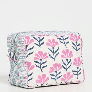 Pochette de maquillage réutilisable écologique personnalisée avec fermeture éclair, en nylon imprimé, organiseur de cosmétiques, pochette portable pour femmes et filles, motif floral - Product Image 6