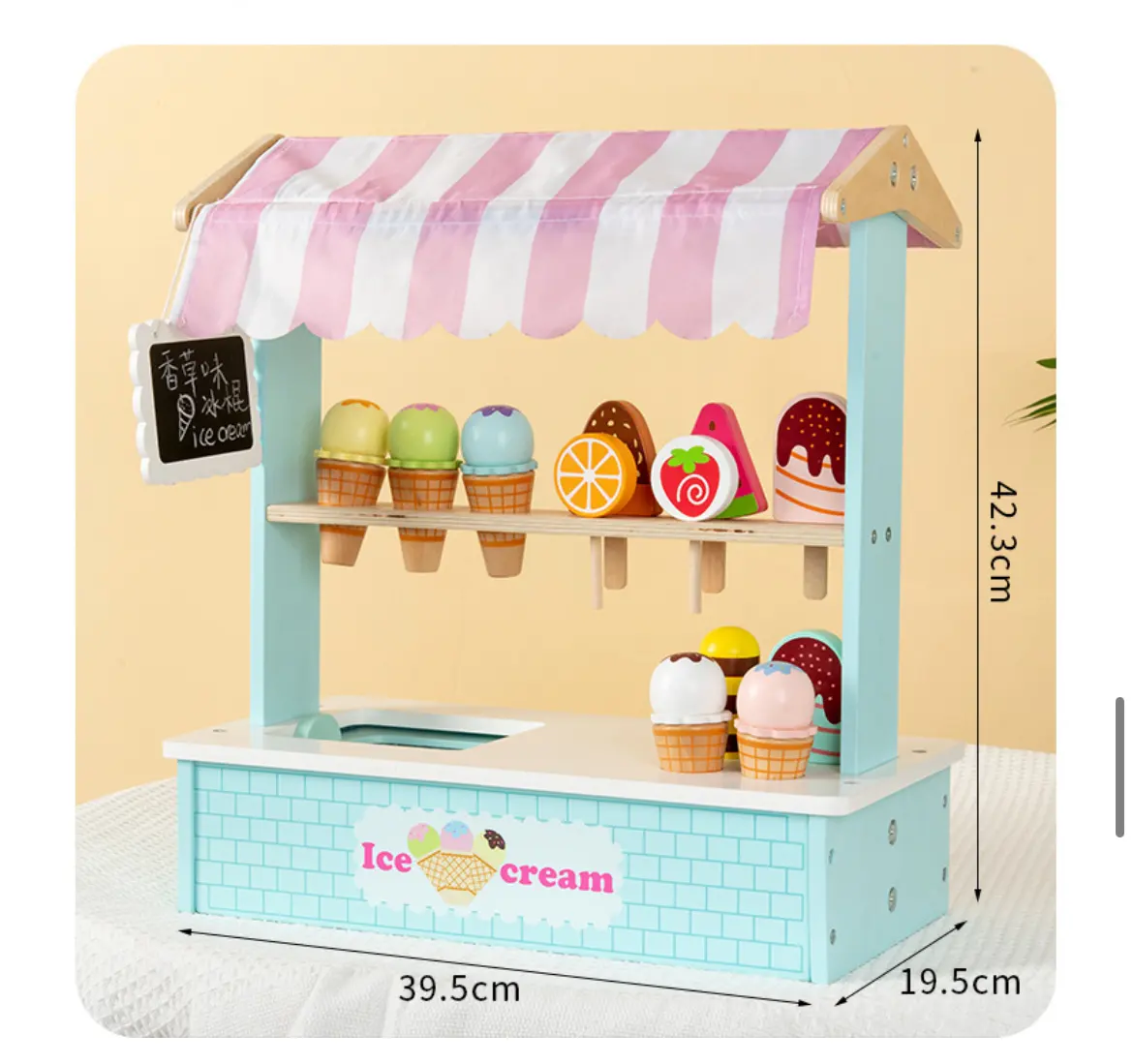 Juego personalizado de juguetes de helado de madera para niños