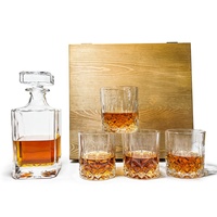 Juego de decantador de whisky cuadrado de vidrio transparente sin plomo de 25 oz, caja de madera grabada de whisky personalizada para licor Scotch Bourbon