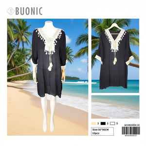 Buonic Copricostume da Spiaggia Estivo da Donna 50x90cm, Tunica Ricamata, Sarong Casual W21054-32 - Product Image 3