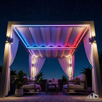 Pérgola Bioclimática Económica de Aluminio con Recubrimiento en Polvo, Techo Transpirable Ajustable e Impermeable, Puertas de Vidrio para Patios, Jardines y Cafés