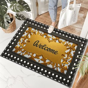 Polyester cristal velours tapis de porte d'entrée antidérapant anti-saleté extérieur intérieur <span class=keywords><strong>paillasson</strong></span> de bienvenue pour motif de pierre domestique - Product Image 4