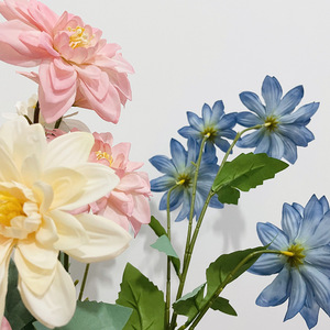 Fleurs artificielles de dahlias à 4 têtes, 70 cm, en soie, pour mariage, décoration intérieure, bouquet, accessoires d'allée - Product Image 2