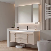 Meuble-lavabo de salle de bain design moderne de 1200 mm avec miroir intelligent et vasque en céramique