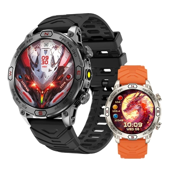 Smart Watch KC86 Men 1.43inch Amoled Large Screen BT Call Flashlight Compass 450mAh Outdoor Sport Fitness Tracker Smartwatch
