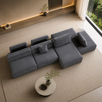 Canapé modulaire en tissu gris moderne, écologique, rembourré en éponge, avec dossiers mobiles, pour appartement et hôtel