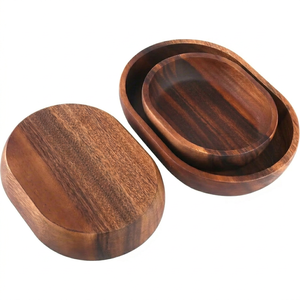 Tazón de madera de acacia de diseño elegante, hecho a mano, de estilo minimalista, para servir comida, regalo, artesanía en madera, tazones decorativos - Product Image 1