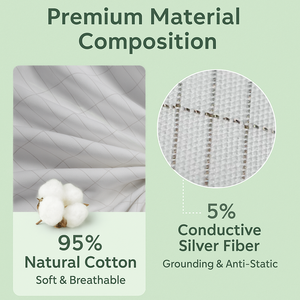 Fogli di messa a terra in fibra di cotone organico grigio argento | Biancheria da letto con messa a terra a conducibilità migliorata, antistatica, OEM/ODM disponibile - Product Image 3