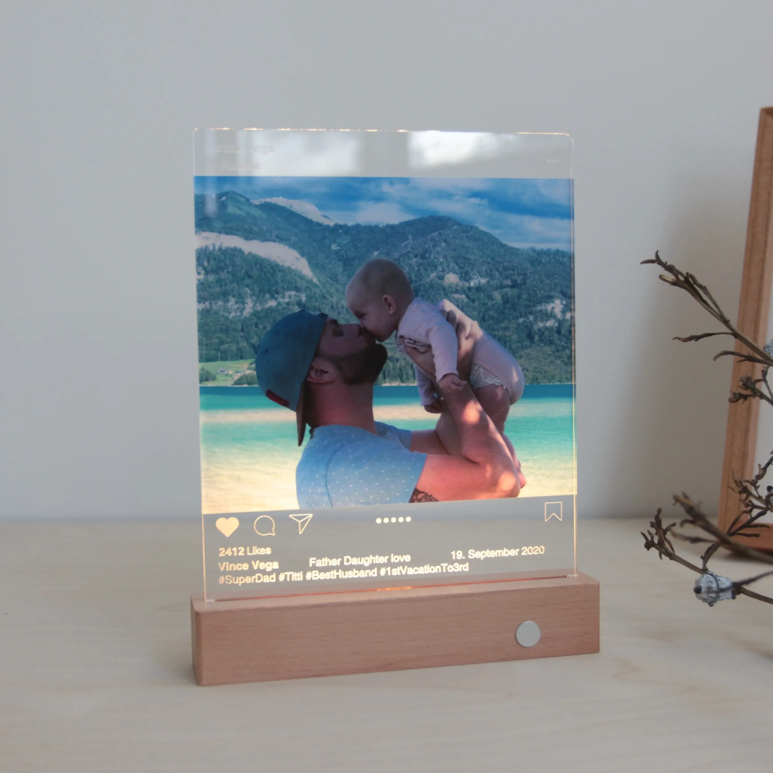 solid wood picture frame night light meaningful memorable newborn baby gift set
