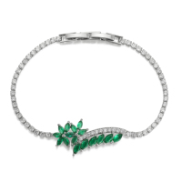 Gelang Rantai & Link Mewah Berlapis Emas 14K Kuningan dengan Zirkon Putih 5A, Warna Pink Muda Hijau CZ, Hadiah Fashion untuk Pesta
