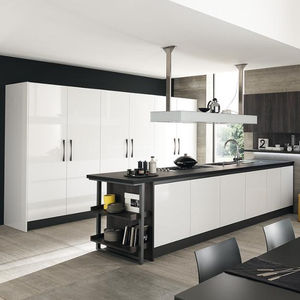 Ensemble complet d'armoires de cuisine blanches à panneau plat vitrées à haute brillance personnalisées conception d'armoires de cuisine en acrylique Mdf pour portes d'armoire - Product Image 1