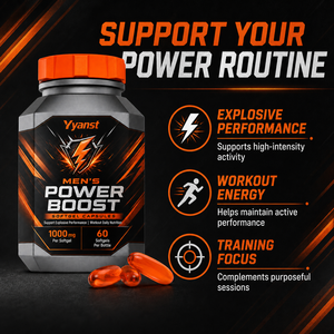 Capsules de Gélules Molles Power Boost pour Hommes 1000mg 60 unités – Adulte, Riches en Fibres, Améliore la Force Musculaire et la Concentration Mentale – Personnalisation OEM/ODM pour le Sport - Product Image 3
