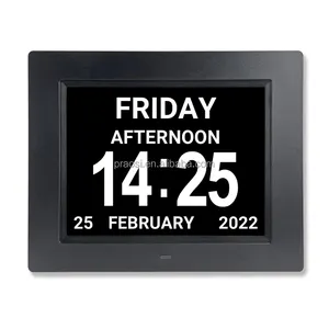 Pros HD 8 Inch Digital Calendar Day Clock Non-Abbreviated Impaired Vision Memory Loss Clock Seniors Elderly Dementia Alzheimer