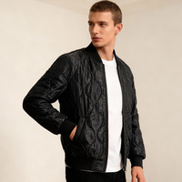 Blouson Bomber Vintage Brodé Personnalisé Hiver Homme Femme Col Montant Matelassé Tissu Laine Fermeture Éclair OEM Noir Logo Avant