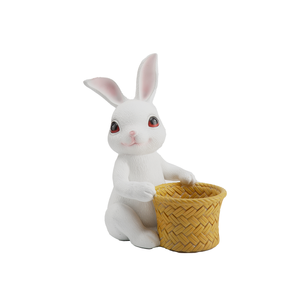 مزارعي زهور أرنب عالية الجودة حرف راتنج لطيف لديكور المنزل الأنيق الداخلي والخارجي - Product Image 2