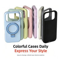 Nouvelle coque de téléphone portable de luxe antichoc en silicone véritable magnétique avec support anneau intégré pour iPhone 18 Pro Max 2026 – Toucher doux