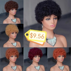 ส่งฟรี วิกผมแท้ 100% จากบราซิล แบบ <span class=keywords><strong>Afro</strong></span> Curl สั้น ตัดทรง Pixie  วิกผมหยิกสำหรับผู้หญิงผิวสี - Product Image 2