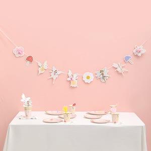 Ensemble de vaisselle jetable DAMAI Fairy, fées des fleurs, assiettes en forme de champignons, gobelets, serviettes, décoration de gâteau pour fête d'anniversaire de fille - Product Image 3