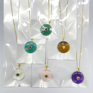 Оптовая продажа: Колье с подвеской из нержавеющей стали с позолотой, инкрустированное розовым кварцом и цирконом, 25 мм, для повседневной носки или в качестве подарка на вечеринку - Product Image 6