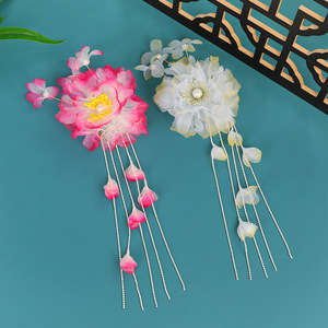 Nouvelle conception originale, accessoire pour cheveux de style antique fait main pour enfants, pince à cheveux à pompon en soie dégradée, Hanfu - Product Image 2