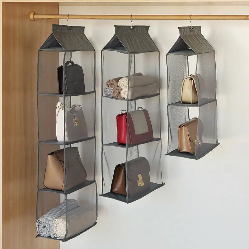 Hanging Handbag Organizer For Wardrobe Closet Transparent Storage Bag Door Wall Clear Sundry Shoe Bag With Hanger