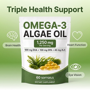Capsules d'huile d'algues oméga-3 OEM 1250 mg avec 500 mg de <span class=keywords><strong>DHA</strong></span>, 100 mg de DPA, 40 mg d'<span class=keywords><strong>ALA</strong></span> pour la santé du cerveau, la vision et la fonction cardiaque - Product Image 4