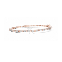 KRUP JEWELS Modèle KJB 12 Bracelet barre en or massif 14K unisexe de luxe, serti de diamants de laboratoire taille baguette East West 4,00 x 2,00 mm