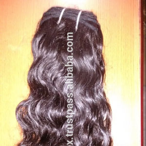 Tejido de cabello humano Remy indio Virgen sin moderar. Los mejores tamaños de extensión de cabello natural crudo> cabello de onda natural remy de buena calidad - Product Image 1