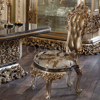 Table à manger classique rétro de style européen en bois massif sculpté à la main, luxueuse et longue, pour hôtel