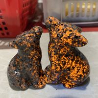 Figurine de loup en pierre naturelle (Yooperlite) sculptée à la main, écologique, réactive aux UV, 6/8 cm, pour la maison