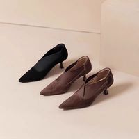 Escarpins à bout pointu de style français pour femmes, talons hauts élastiques à enfiler pour le bureau et le quotidien, OEM ODM