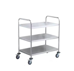 Chariot de service commercial en acier inoxydable à trois niveaux avec design mobile pour le service de plats et de boissons dans les hôtels et restaurants - Product Image 6