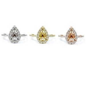 Hong Kong Ventes Flash Livraison Rapide Bague de Fiançailles Semi-Montée en Or Blanc 18K avec Diamant Naturel 100% Forme Poire pour Femme - Product Image 4