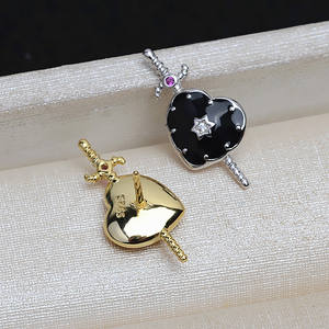 Handmade S925 Silver DIY Versatile Bead One Sword Piercing Heart Large Heart-Shaped Baroque <b>Jewelry</b> <b>Findings</b> <b>Components</b> - Product Image 2