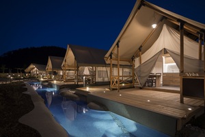 Casa de Glamping de Madera Resistente con Techo a Dos Aguas Extendido de 5*7m para 2 Personas, Ideal para Acampar al Aire Libre en <span class=keywords><strong>el</strong></span> Desierto - Product Image 6