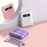 Power Bank Mini 10000mAh Grosir Pabrik, Layar Digital, Dilengkapi 4 Kabel, Pengisi Daya Ponsel dengan Tali Gantungan dan Senter