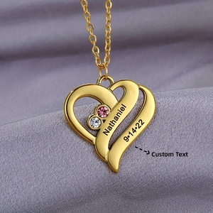 18K colore oro placcato moda gioielli di pietra di nascita inciso amore in acciaio inox <span class=keywords><strong>nome</strong></span> personalizzato collane per le donne regalo di natale - Product Image 4