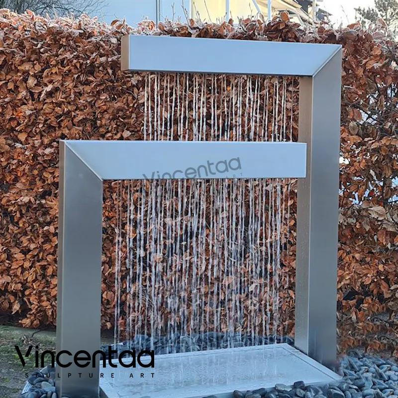 Soporte de Metal para fuente, adornos de jardín de caída de agua, cortina de lluvia de acero inoxidable